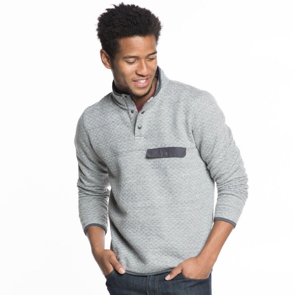 Marine Layer Light Gray Quilted Pullover